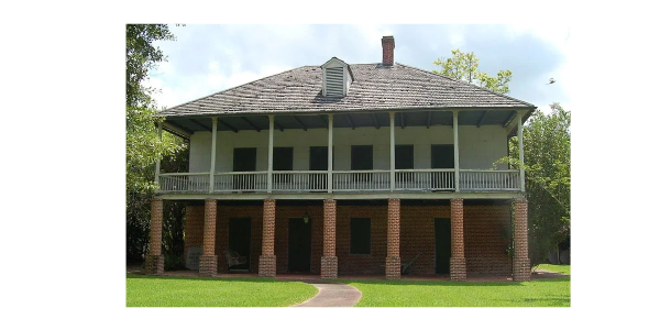 The Michel Prudhomme House, a raised creole cottage.