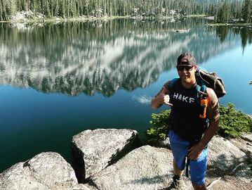Richland Teacher Forrest McKinnis hiking the Eagle Caps Lakes Basin in Wallowa County Oregon