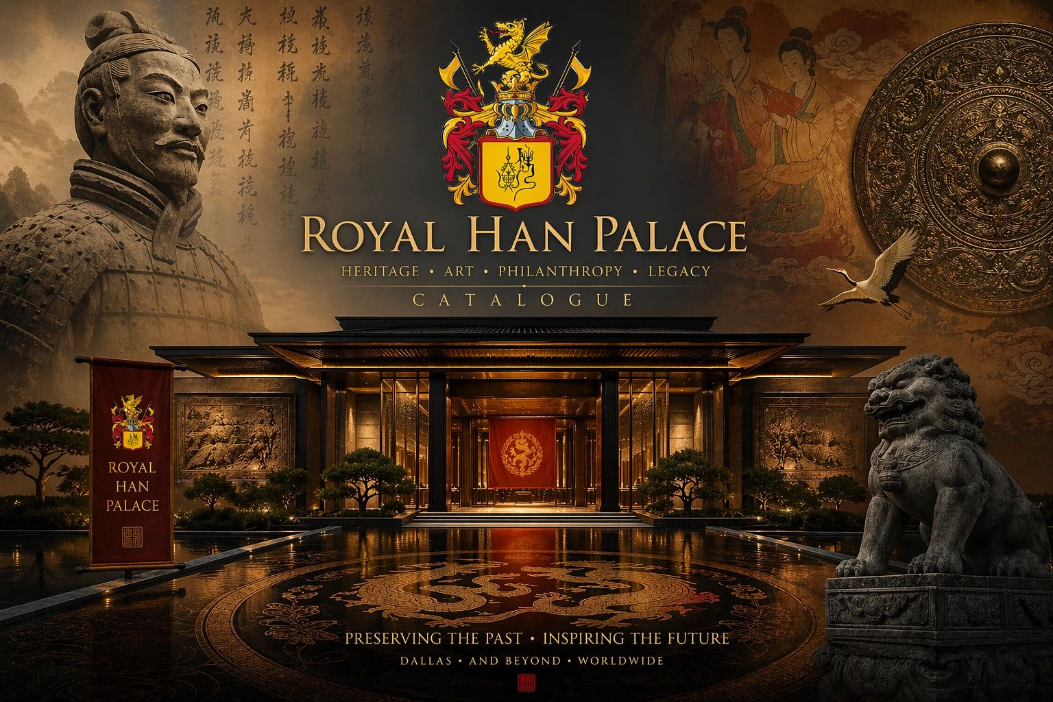 Elegant entrance of Royal Han Palace with historical and cultural elements.