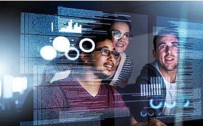 Three people working on same project