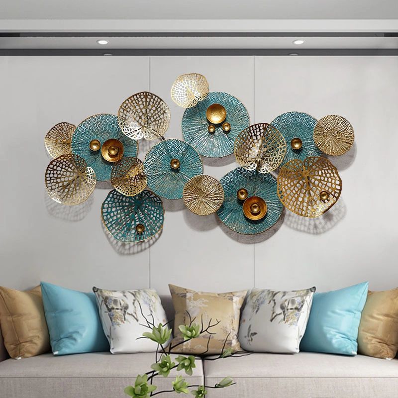 Luxury Modern Metal 3D Wall Art Golden And Multicolour Flower Lotus