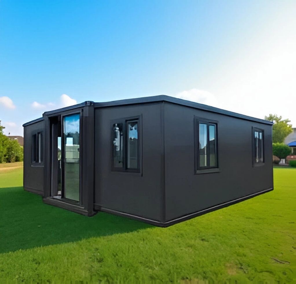 A sleek all-black prefab with bold modern style. Available in 1 or 2-bedroom layouts, 