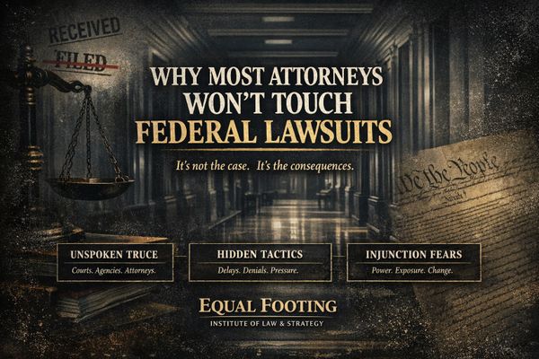Reasons attorneys avoid federal lawsuits: unspoken truce, hidden tactics, and injunction fears.