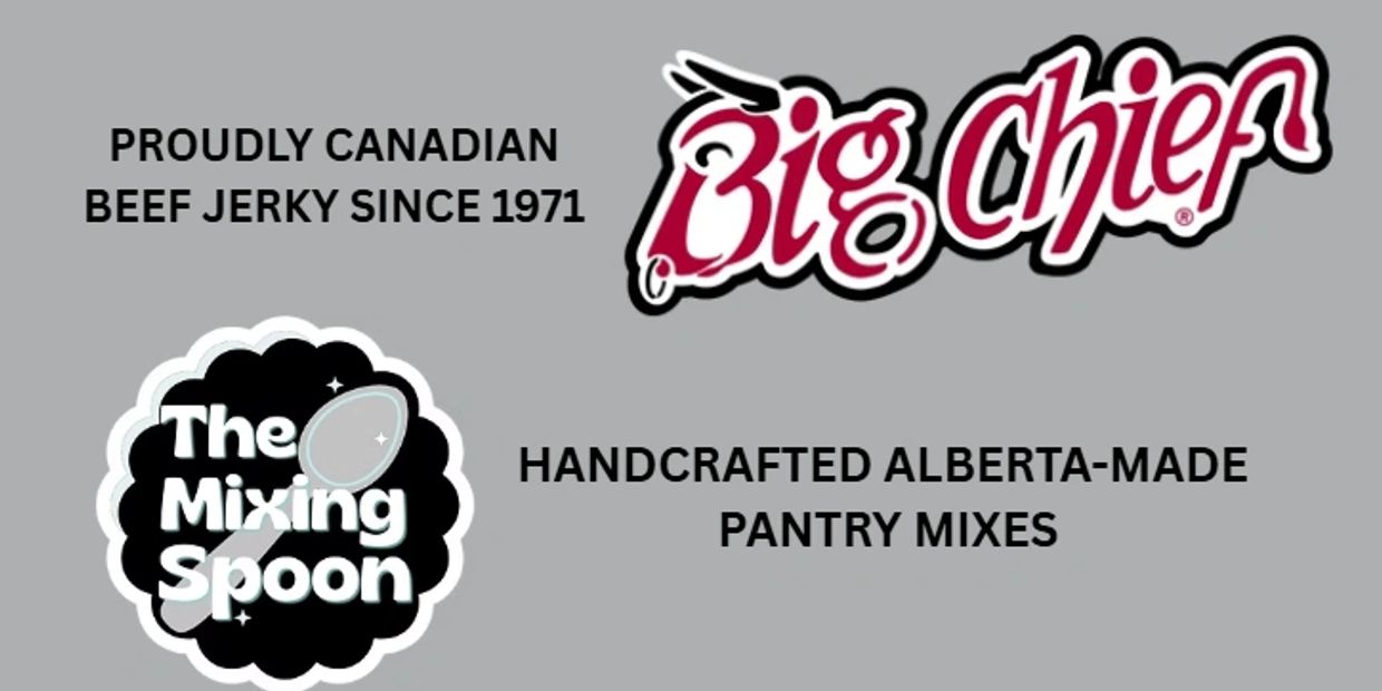 Big Chief Canadian beef jerky and The Mixing Spoon Alberta-made pantry mixes.