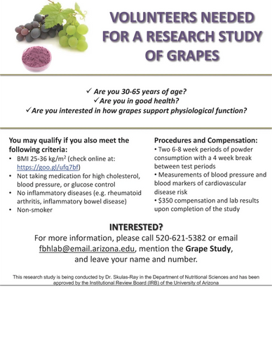 Flyer for Grape study
