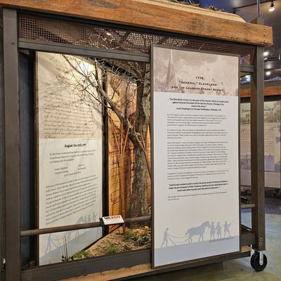 Historical exhibit showcasing General Cleveland's 1771 treaty with the Lenape Indians.