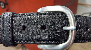 A black leather belt