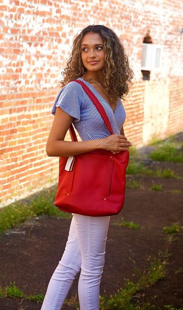 A red leather bag