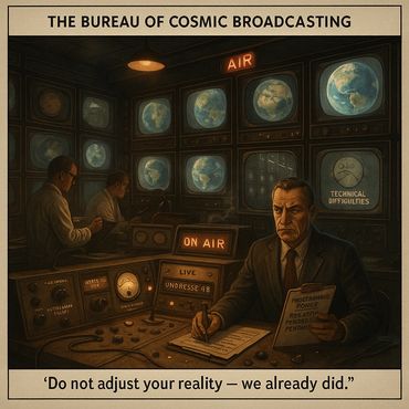 Agents monitor alternate realities on air. The universe tunes in; no one knows who’s hosting.
