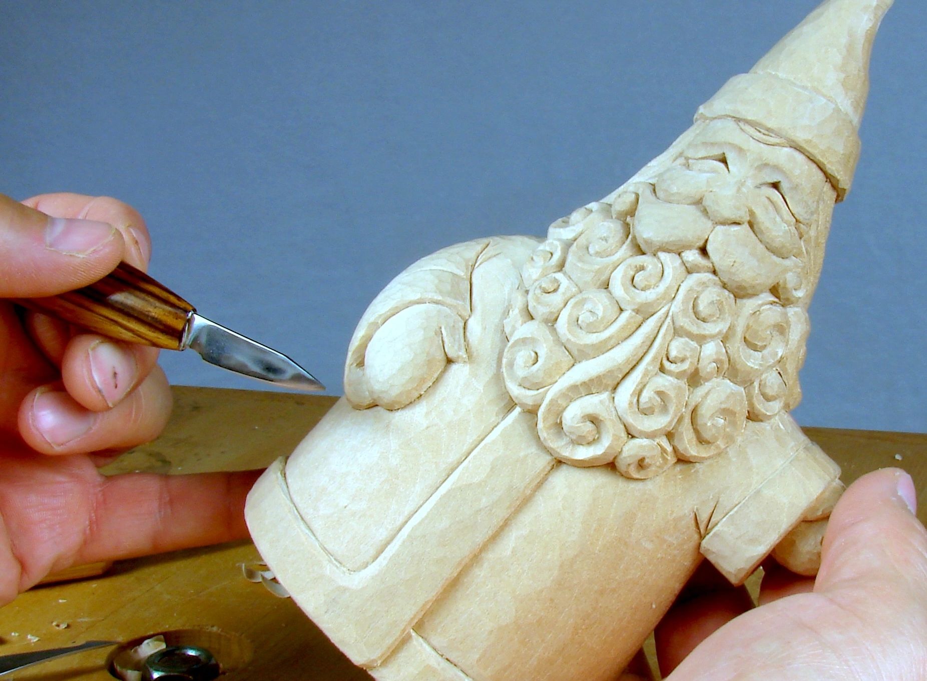 Shawn Cipa Carving a Santa