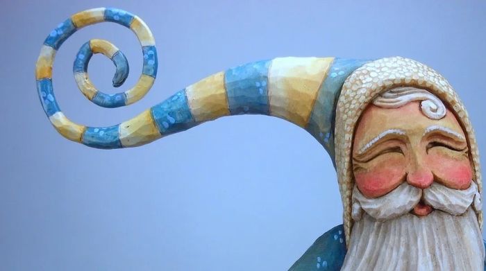 Hand carved Santa by Shawn Cipa - Santa with CurlyCue Hat
