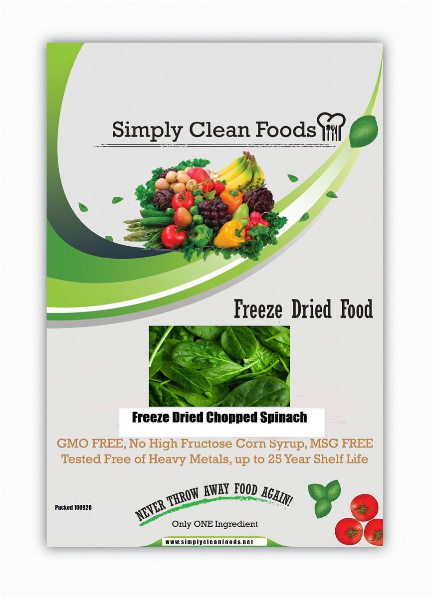 Freeze Dried Chopped Spinach - 14 Servings