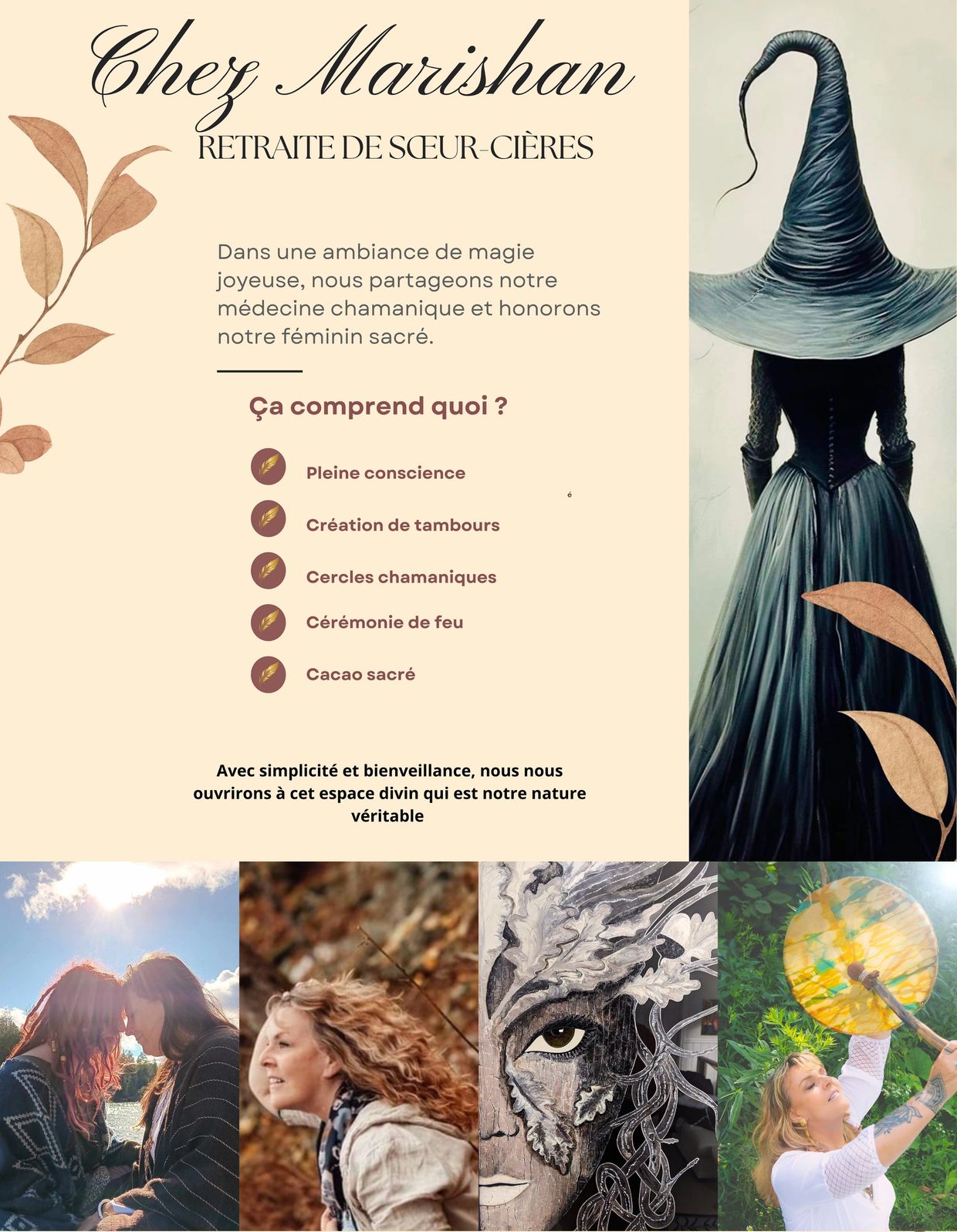 Composition graphique avec ds photos de sorcières et de tambours