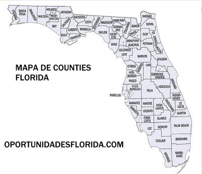 OPORTUNIDADES FLORIDA - Florida Mapa, Condados (Counties) Y Ciudades