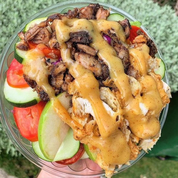 fresh salads with added protein all prepared with jamaican vegetables