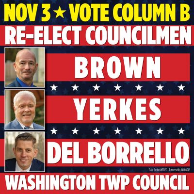 Vote to re-elect Don Brown, Jack Yerkes, Pete Del Borrello - Keep the momentum going!