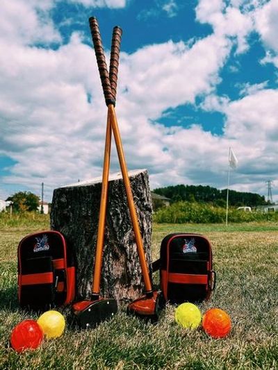 Park Golf club with balls and ball holder