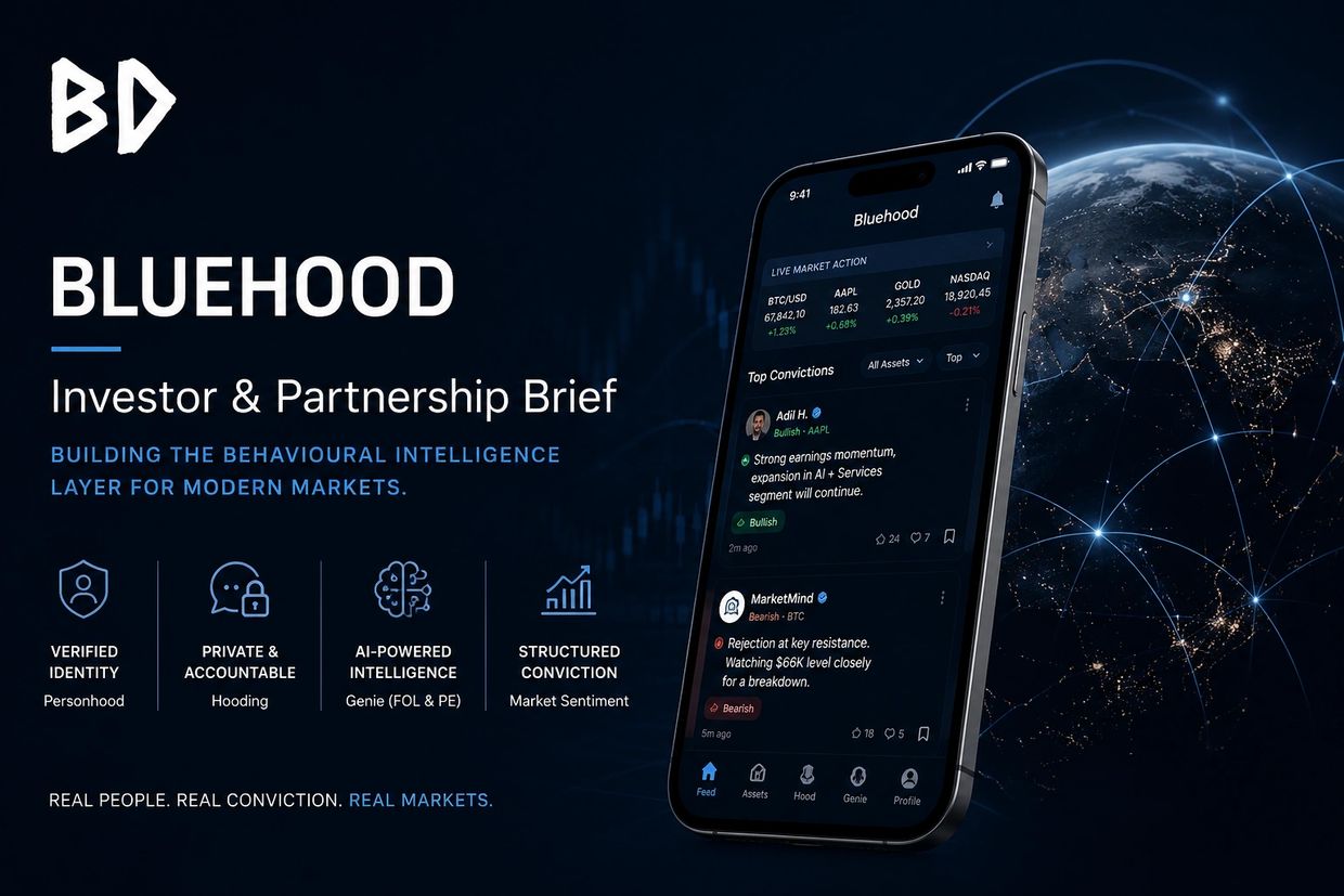 Bluehood app offers AI-powered market insights with verified identities and structured convictions for modern investors.