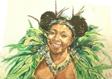 watercolor painting of the late Oniqua " Nikki" Phillip, Gloria Braxton, Glori B. , The Watercoloris