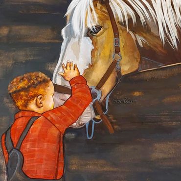 Equine Therapy,  Glori B. , watercolor, watercolor art, fruit, ADHD artwork, Autism Artwork, horses,