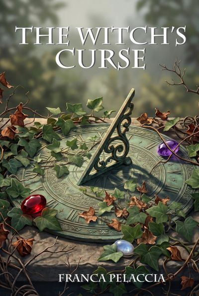 A mysterious sundial surrounded by ivy and gems.