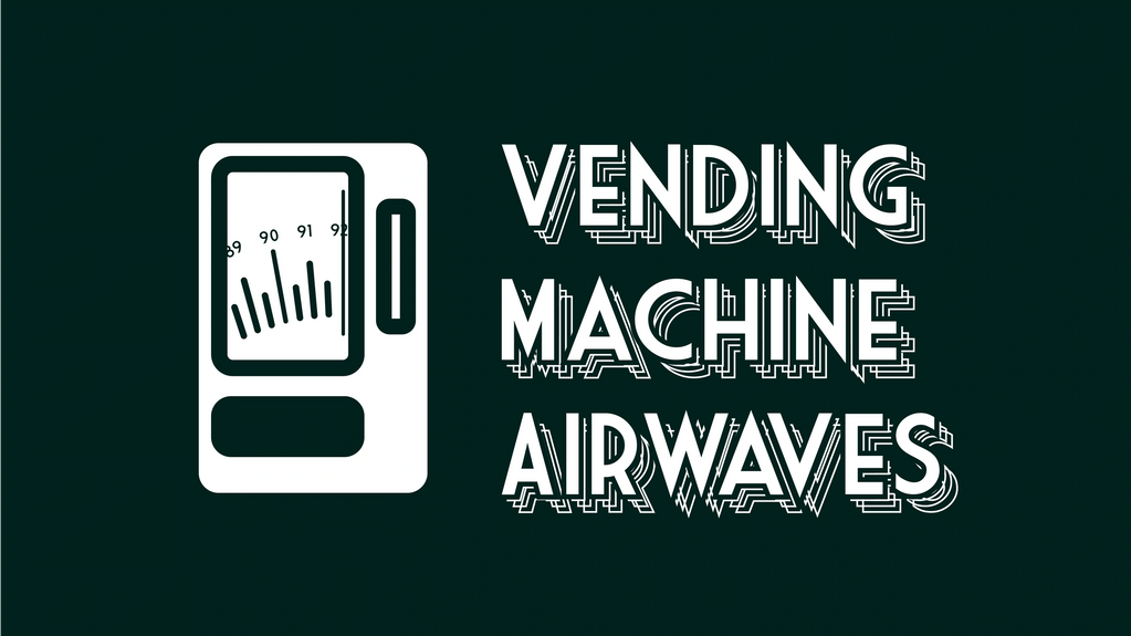 Vending Machine Airwaves logo - Vending machine with radio dial.