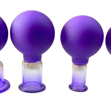 Purple glass facial cupping set