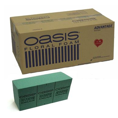 OASIS Advantage wet floral foam bricks designed for fresh flower arrangements.  Box and Brick