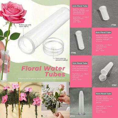 Floral Water Tubes to keep flowers hydrated on the go.  4cm 6cm 7cm 11cm Sizes