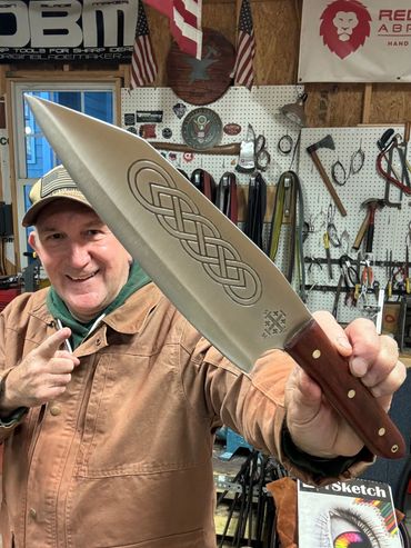 Outdoor cooking knife dual knife/cleaver usage. Forged from Nitro-V steel with Bloodwood handle 