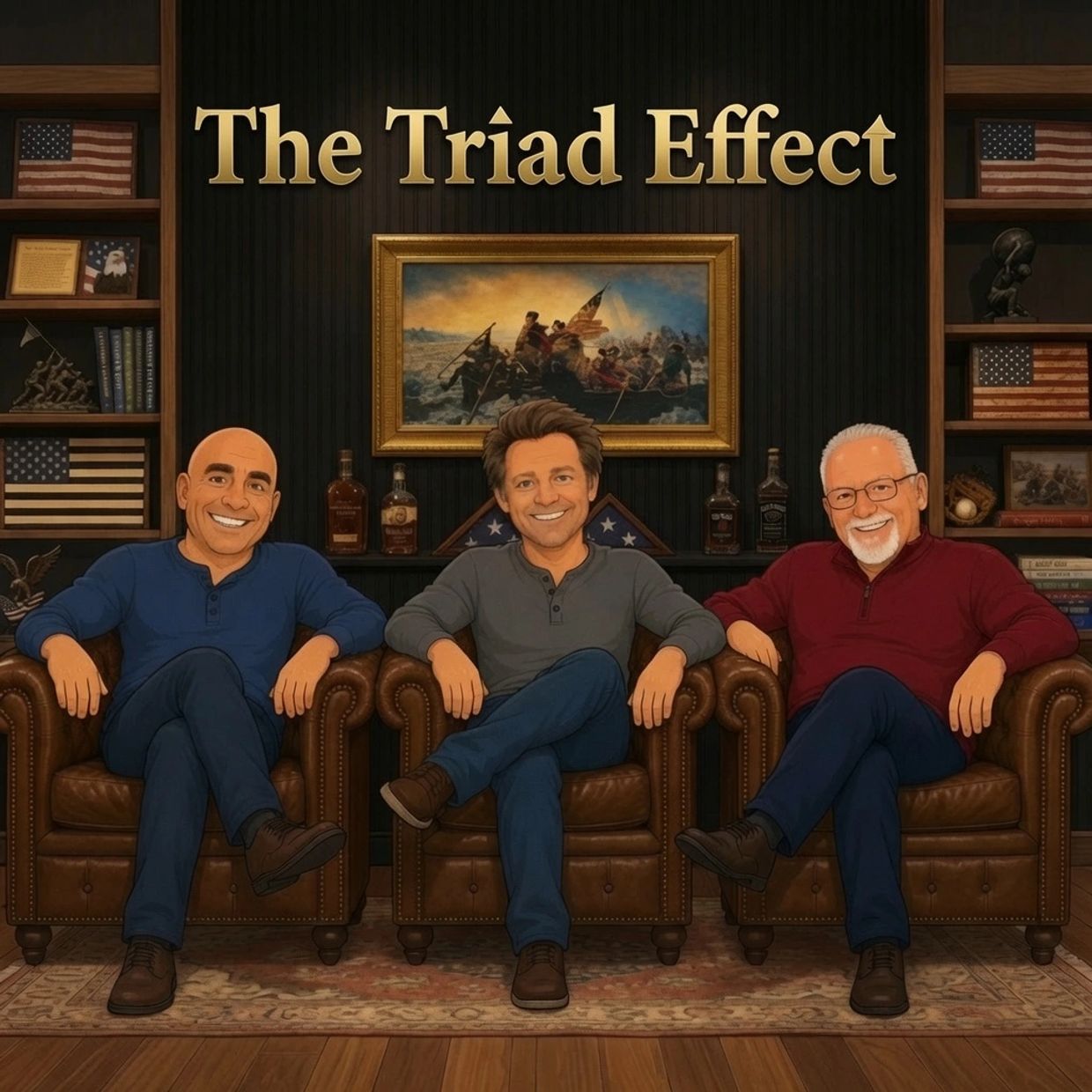 The Triad Effect podcast cover with three men sitting.