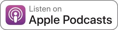 Apple Podcasts logo with text to listen.