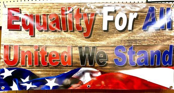 Printing high resolution wide-format patriotic banner printed in full color from a local print shop