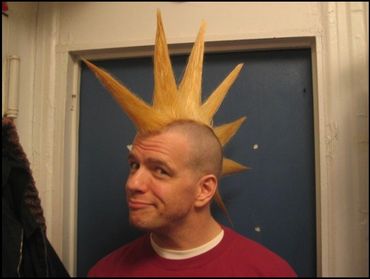 Mohawk man heading to CBGB's Sunday hardcore matinee...more than a few years ago! :-)