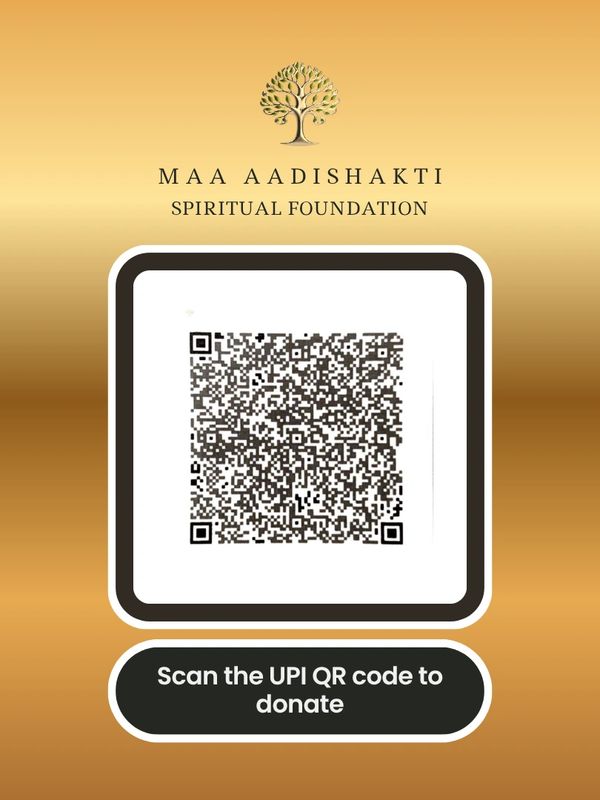 Maa Aadishakti Spiritual Foundation UPI QR code for donations.