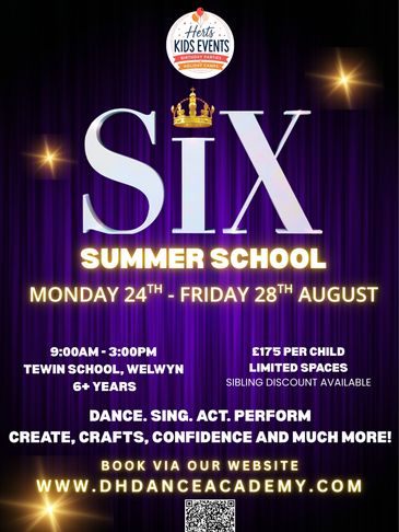 Poster for SIX Summer School kids event in August.
