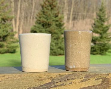 photo of clear glaze on two different clay types