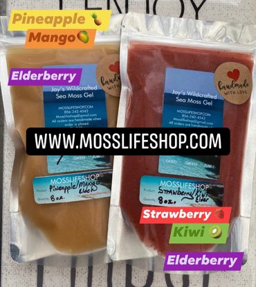 Fruit & Elderberry Infused Irish Moss Gel with strawberry kiwi