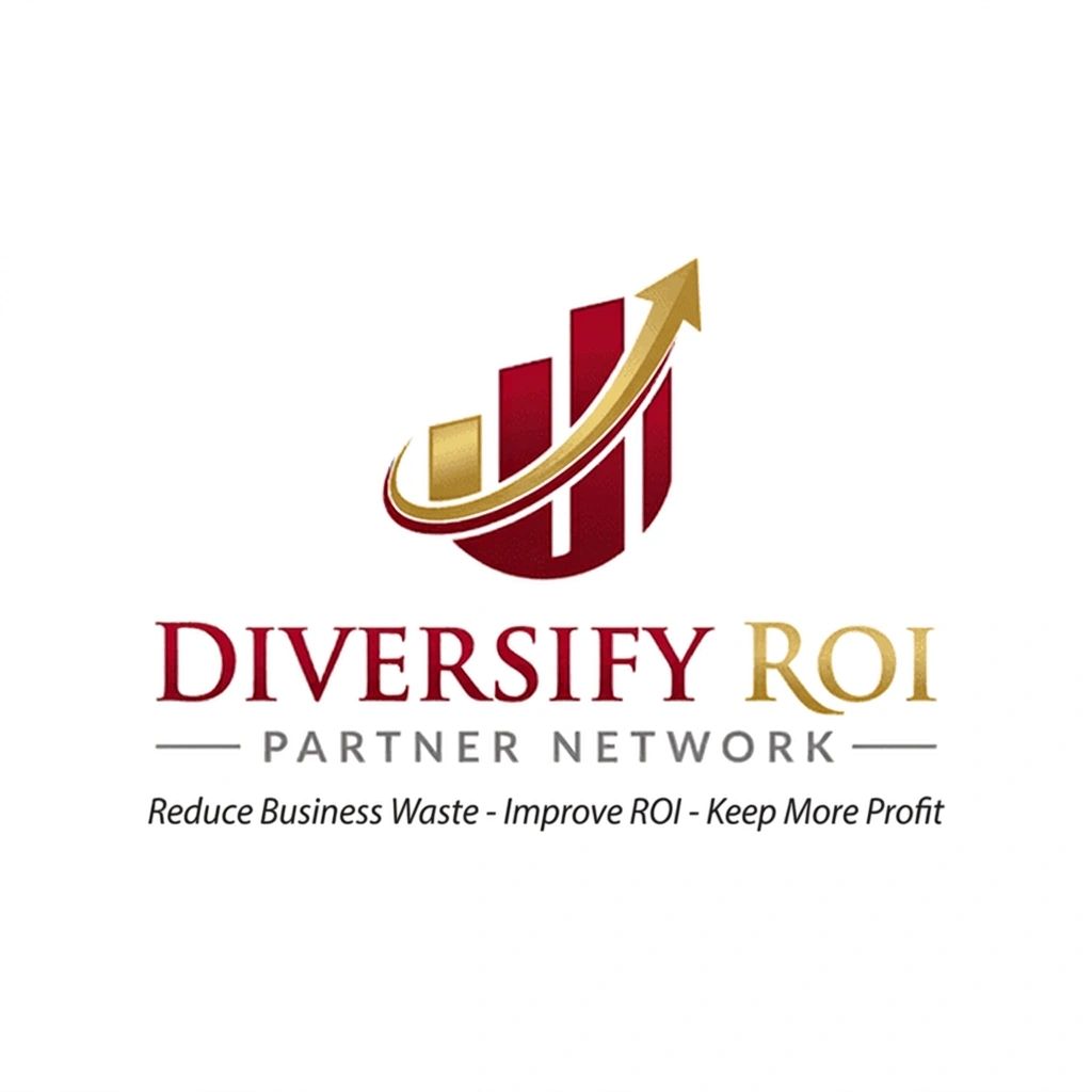 Logo for Diversify ROI Partner Network with gold arrow and growth bars.
