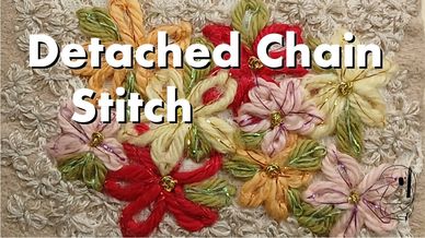 Densely stitch detached chain stitch flowers