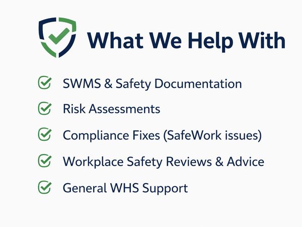 Checklist of workplace safety and compliance support services offered.