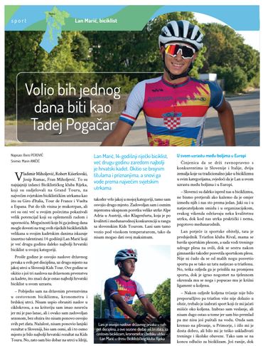 Lan Maric nationaln champion from BK Rijeka, talentirani 14-godišnji biciklist iz Rijeke, sanja biti kao Tadej Pogačar.