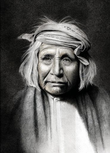Edward Curtis graphite portrait from 1800s by Karen Clarkson