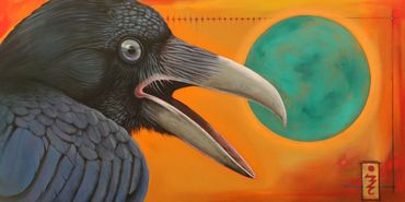 Head Raven oil painting by Karen Clarkson