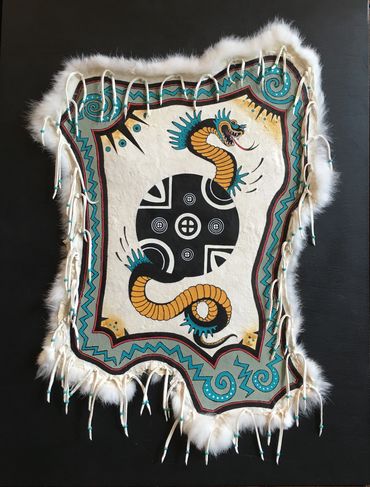 Hide Painting by Choctaw artist Karen Clarkson