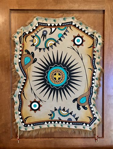 Hide Painting by Choctaw artist Karen Clarkson
