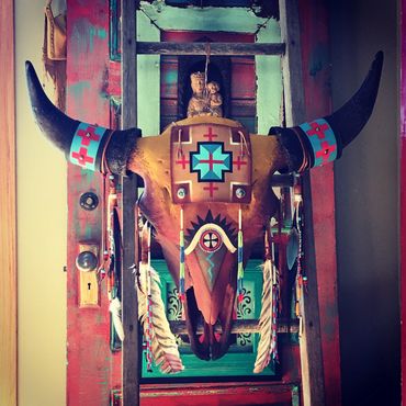 Pueblo Crossing buffalo skull by Karen Clarkson