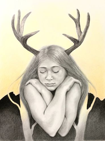 Hold Me graphite drawing by Karen Clarkson