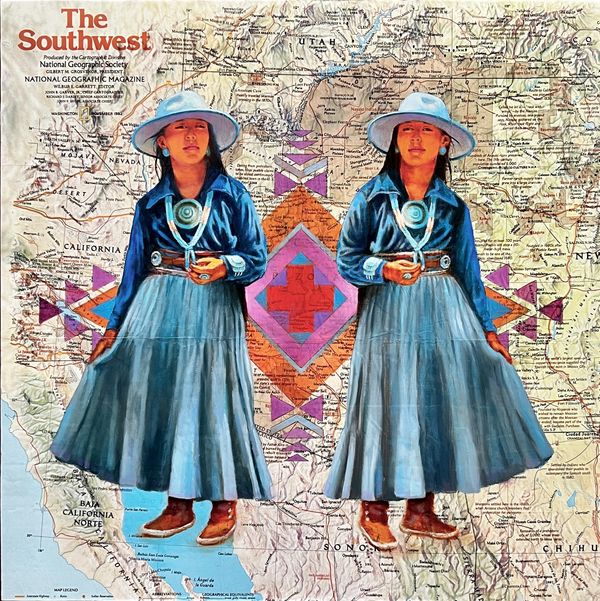 Young Navajo girl on 1982 original National Geographic Map. 