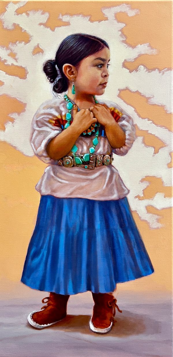 Young Navajo girl in her finest traditional dress and jewelry